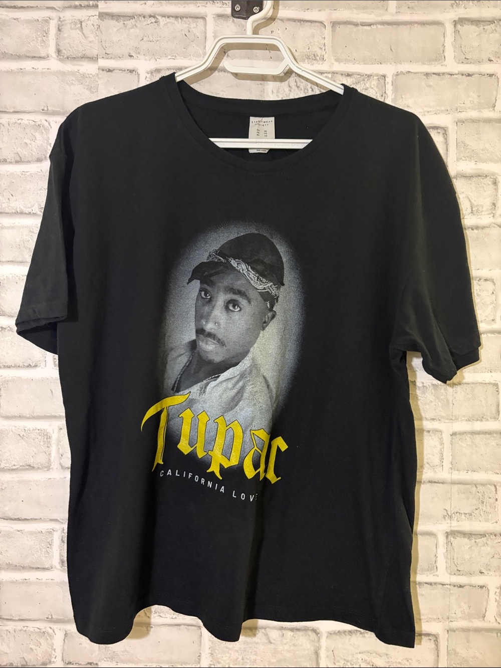 Streetwear Society Black Tupac Portrait Tee, California love XL
